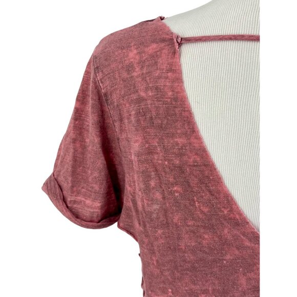 Gimmicks Exclusive Washed Mauve Raw Hem V-Neck Side Cutouts & Strappy Back Top - Picture 12 of 15